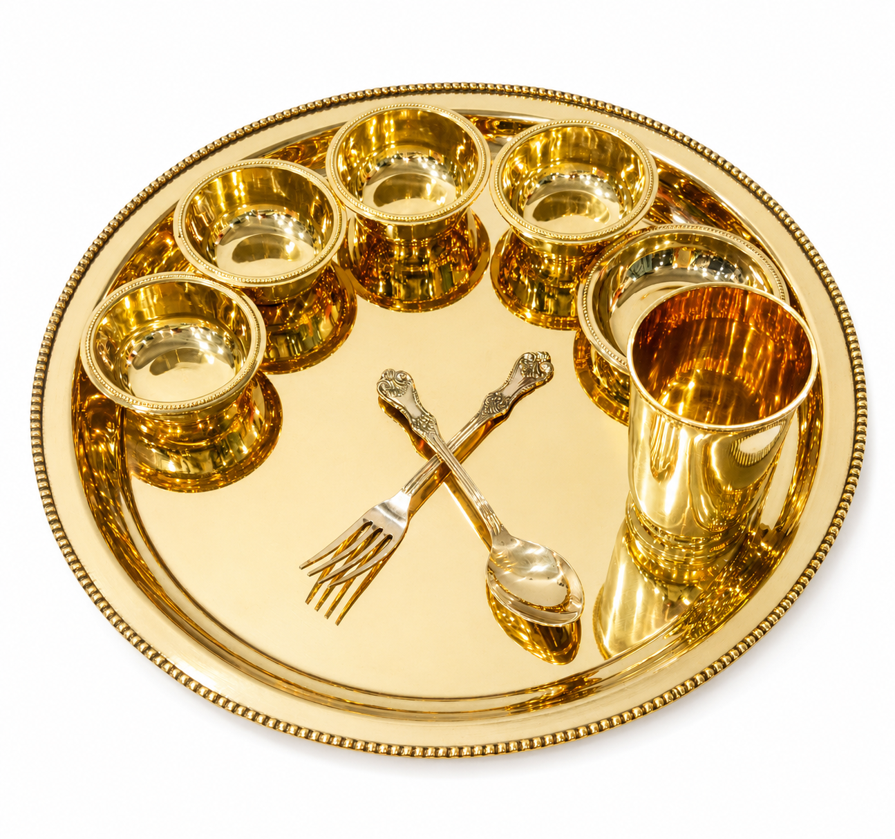 Brass Thali Set Round